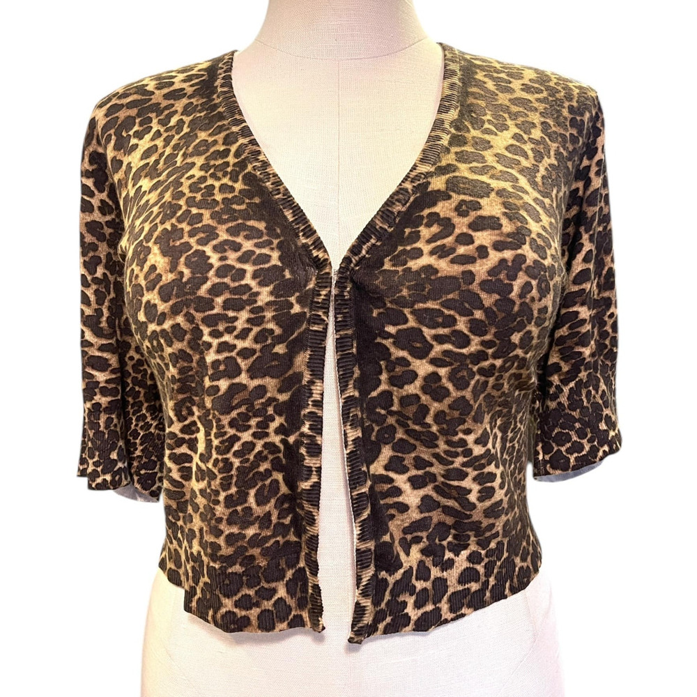 Torrid 1 (1X 14/16) Betsey Johnson Leopard Print Elbow Sleeve Shrug Sweater Punk